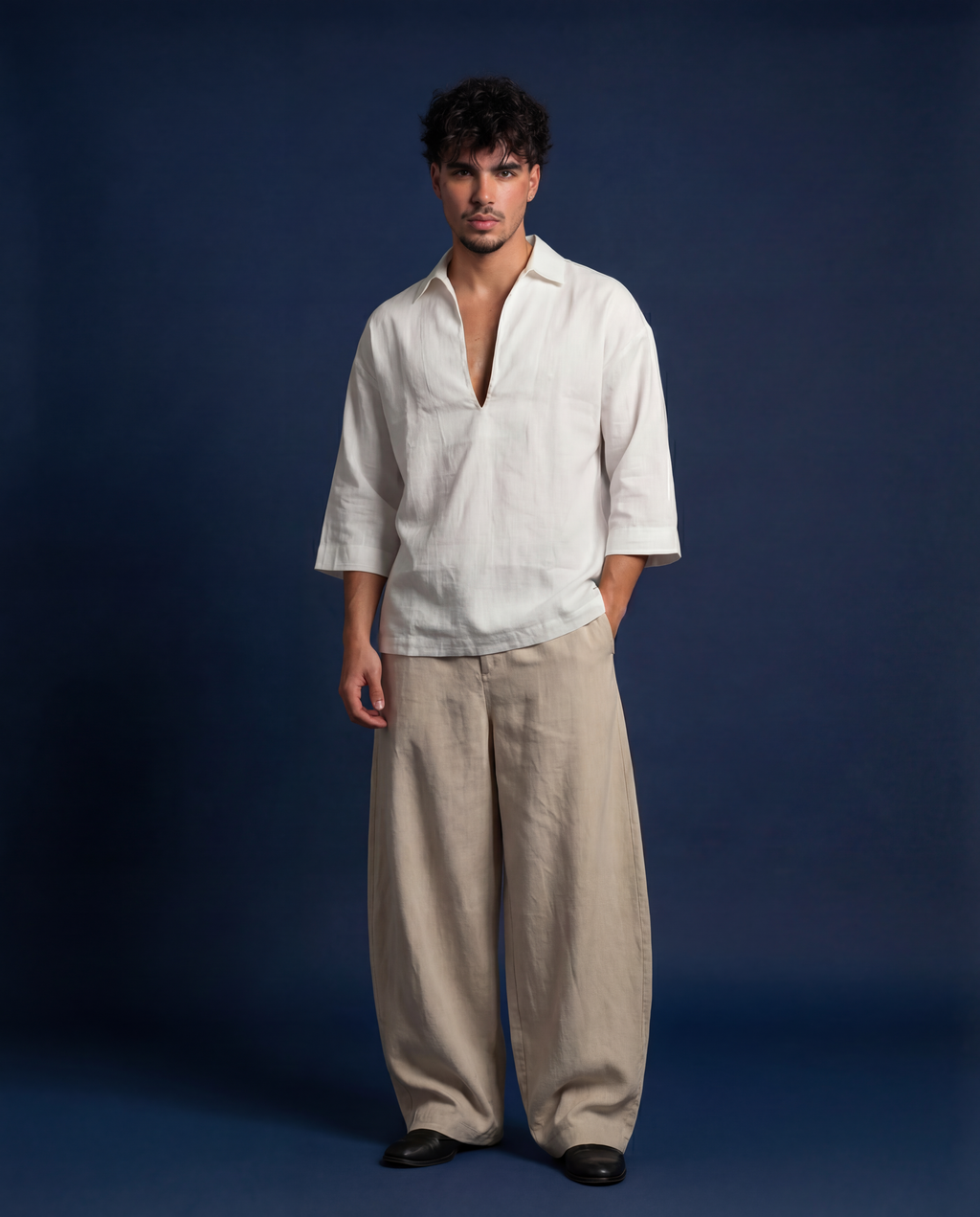V-neck linen top