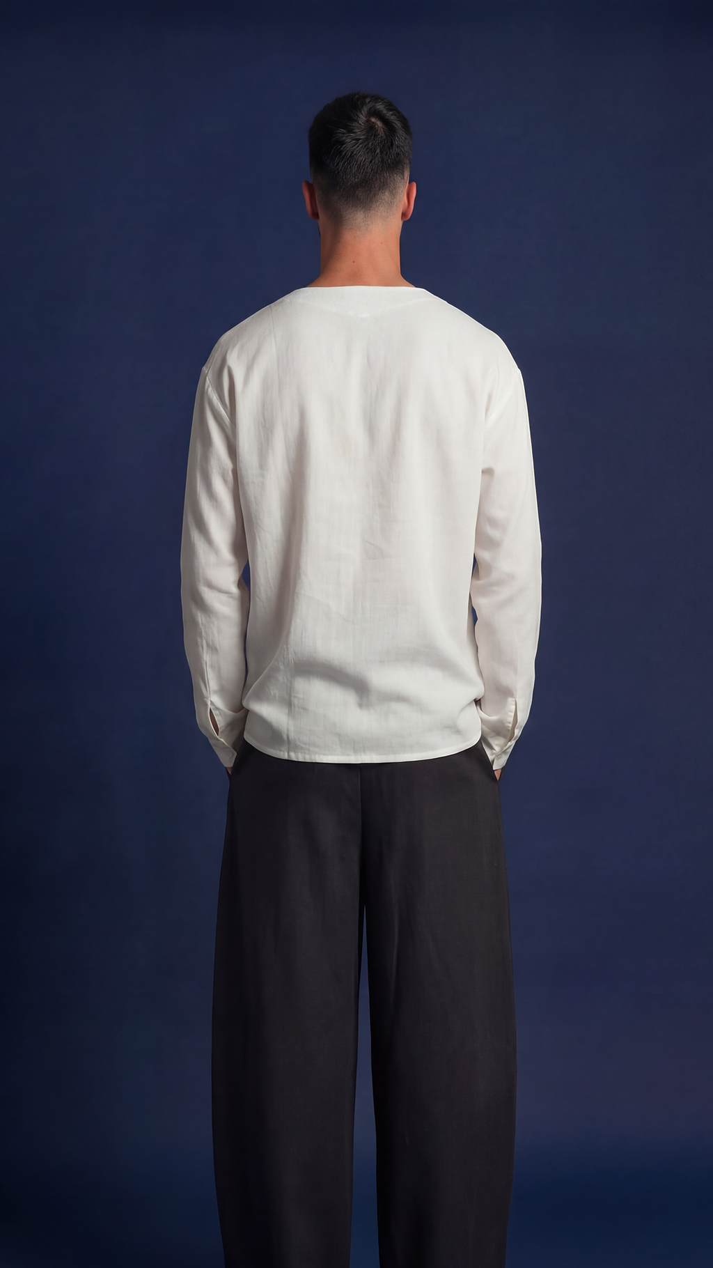 Open-collar linen tunic