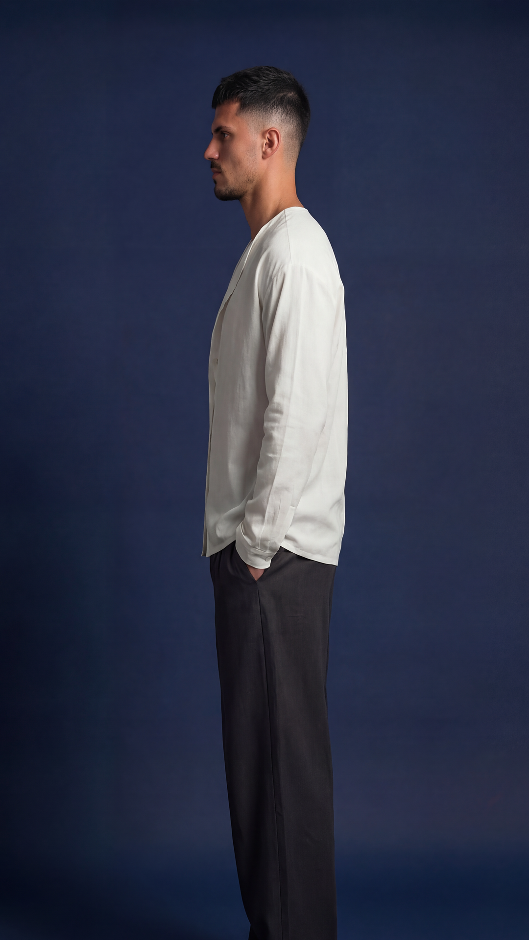 Open-collar linen tunic